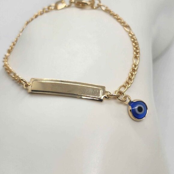 Brand NEW Brazilian 18k Gold Filled Blue Evil Eye Bracelet - Picture 3 of 4